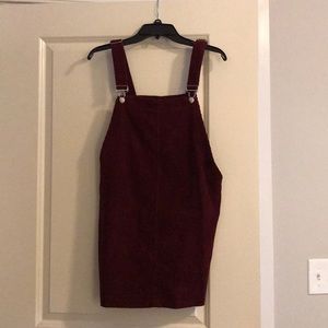 Maroon corduroy overall dress